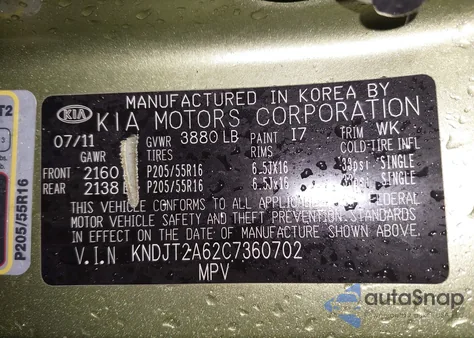 2012 Kia Soul + from USA, damaged, VIN KNDJT2A62C7360702
